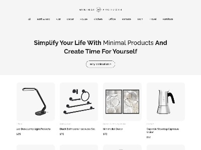 Screenshot of Minimal Products project built with Breakdance